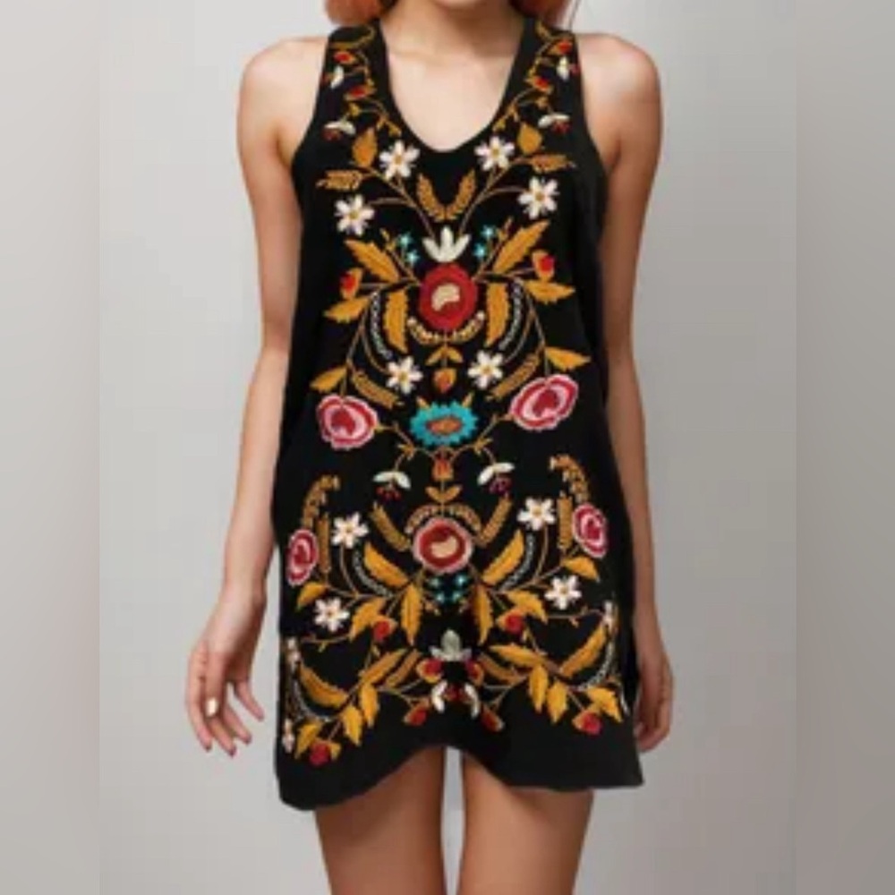 Free People Embroidered Mini Dress Small